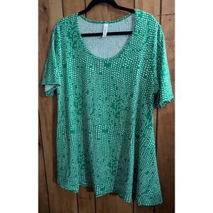 Vintage Lularoe USA Top Shirt Tunic Plus Size‎ 2XL 2X XX Green White Stretch
